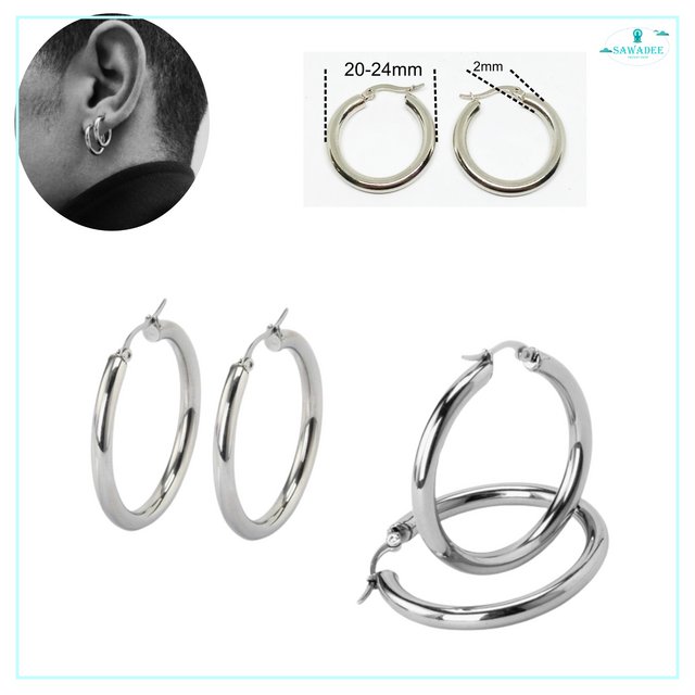 Orecchini a cerchio dormiente in filo intrecciato da 18 mm in autentico argento sterling 925 - Italia