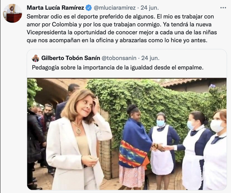 Francia Márquez saluda a trabajadoras del hogar y Lucía Ramírez las ignora