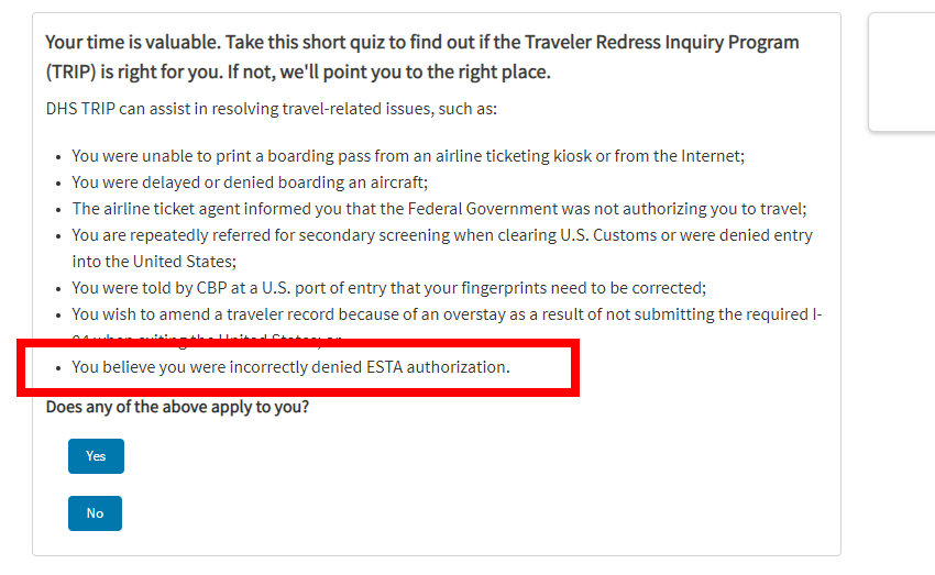 "DHS Traveler Redress Inquiry Program (DHS TRIP)" - ESTA denegado/no autorizado. ¿Qué hacer? - Foro USA y Canada
