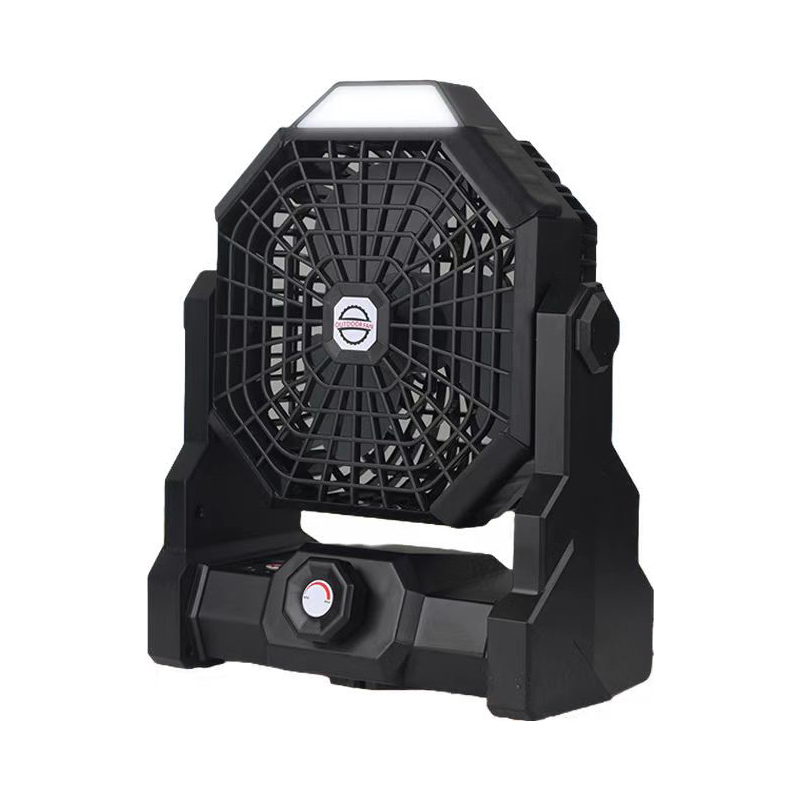 Black Portable Outdoor Camping Fan with LED Light - Rechargeable USB Tent Fan for the destination market