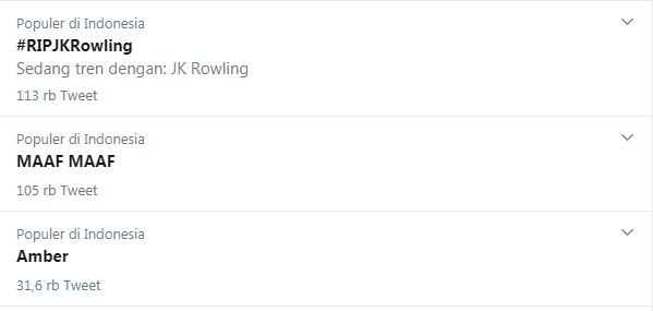 tagar RIP JK Rowling trending Twitter