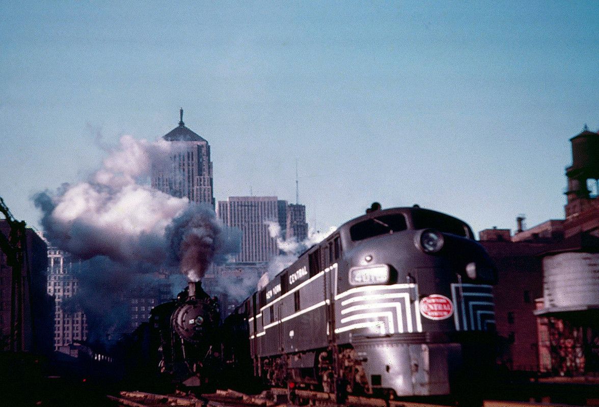 Rock Island 4-6-2 #829 departs Chicago's LaSalle Street Station working suburban service as New York