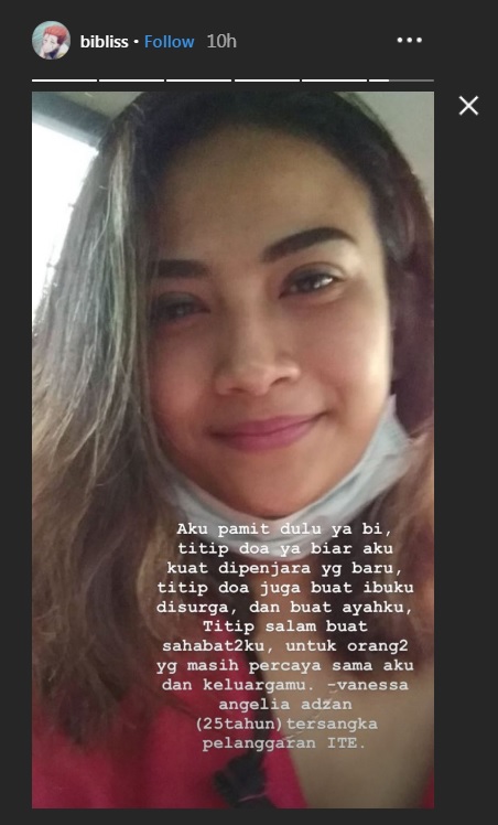Tangkapan Layar IG Story Bibi Ardiansyah