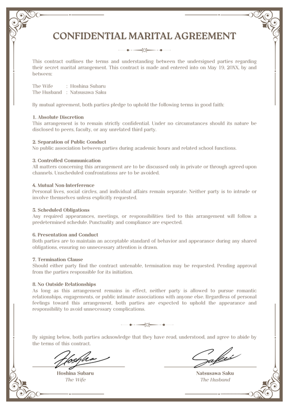 Confidential Marital Agreement