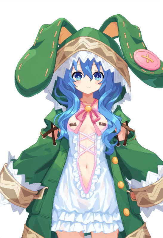 1girl, yoshino (date a live), blue hair, blue eye, Green Coat, animal hood down, s-2280767971