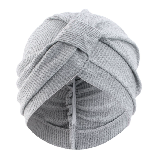 Grey 3 Pack Women's Cotton Waffle Knit Turban Headwrap - Thickened Indian Style Beanie Cap - One Size Fits All for global Daily Wear