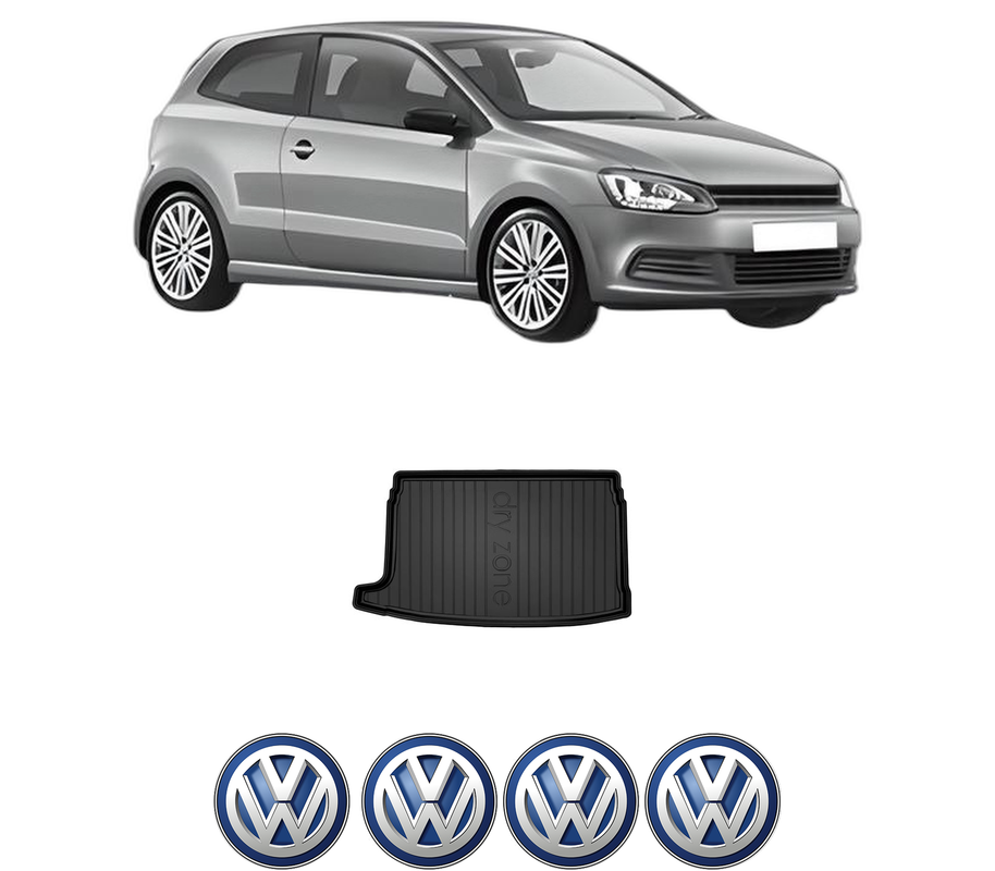 Tavita Portbagaj Volkswagen POLO V (6R1, 6C1) din 2009-2022, Protectie Portbagaj Auto, 4x Stickere auto cu Volkswagen
