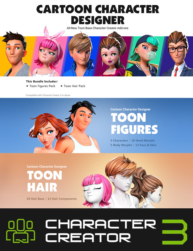 Cartoon Character Maker - A Customizable Avatar Builder by sethmoser, Download free STL model