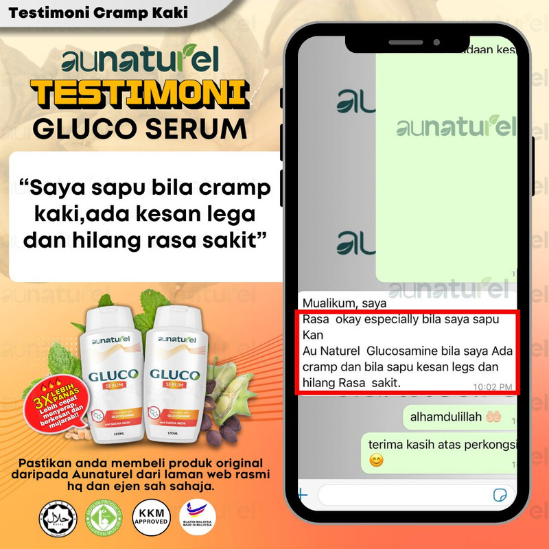 Testimoni pengguna Gluco Serum untuk cramp kaki