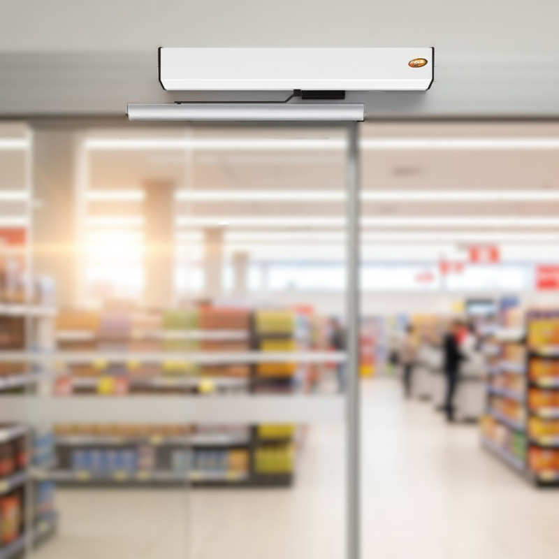 Automatizador PPA Pivo Giro em uma porta de vidro de escritório