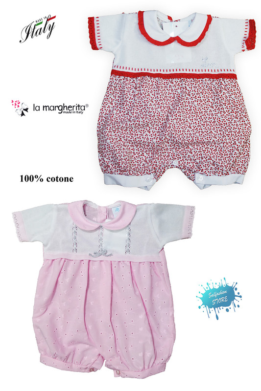 Tutina pagliaccetto neonata primi mesi 100% cotone made in Italy LA  MARGHERITA | eBay