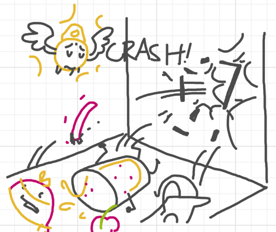 A panel from A Murder On The, episode six of the Board Boards object show by Furretwalk/WalkingFurret.