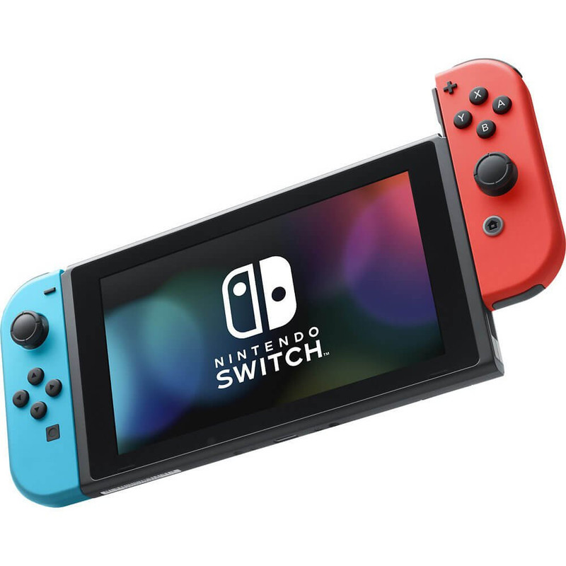 Consola Nintendo Switch con su dock y controles Joy-Con.