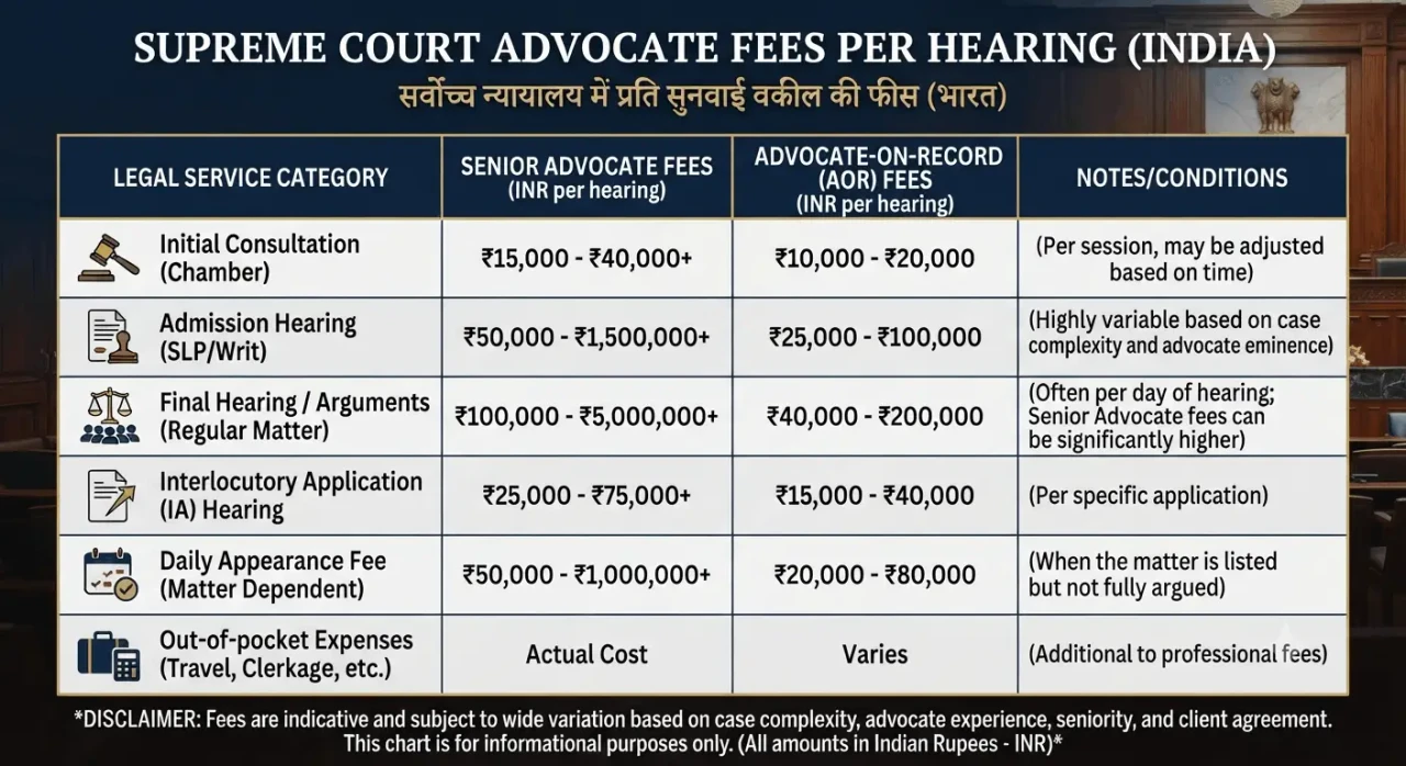 Supreme Court Advocate Fees Per Hearing: Complete Guide