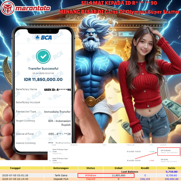 Bukti Kemenangan Member Marontoto Sebesar 11,850,000 JuTa