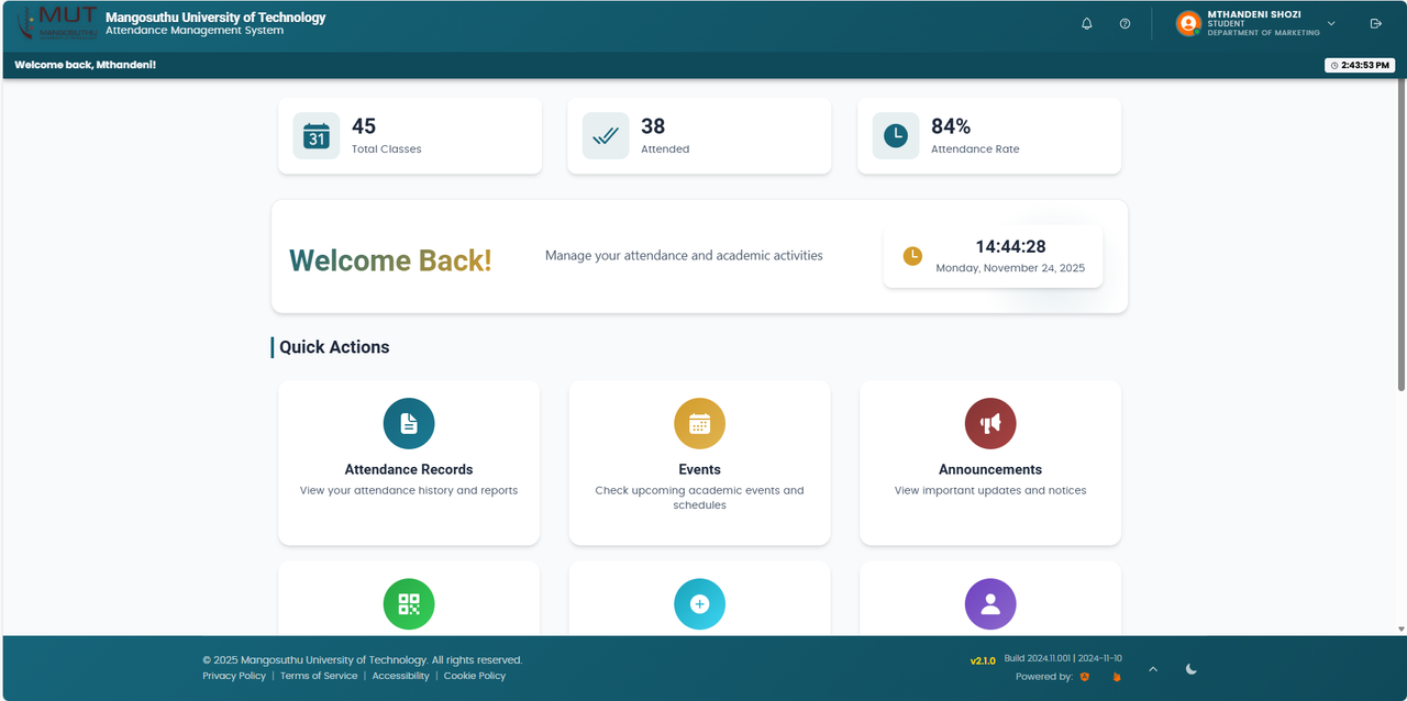MUT Attendify Attendance System