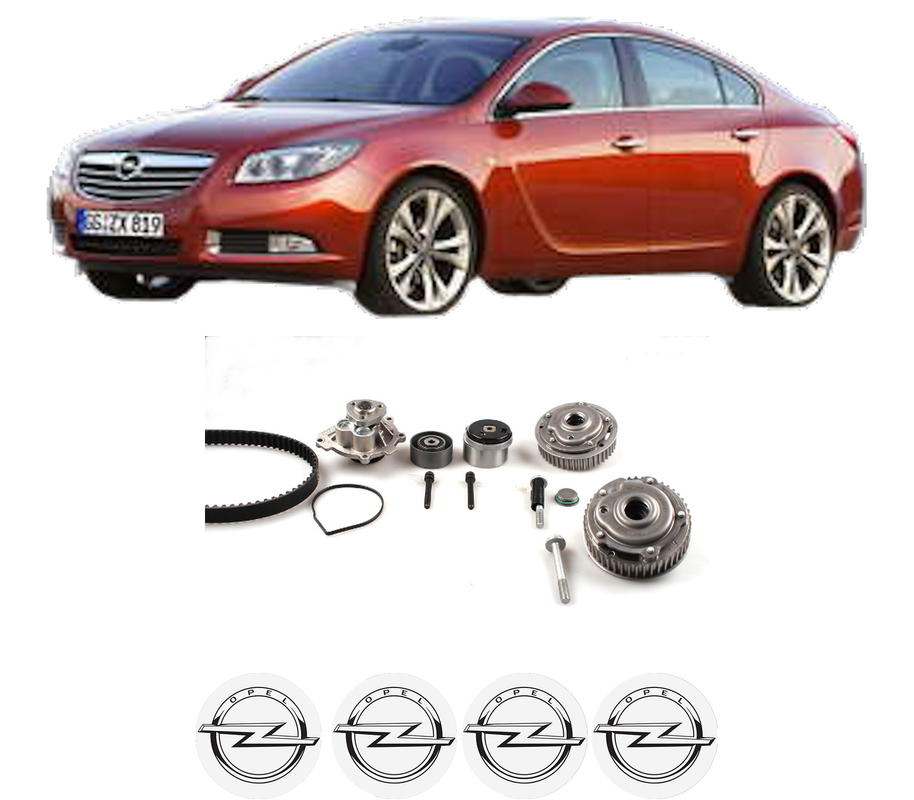 Set Kit de distributie curea intinzator pompa de apa OPEL INSIGNIA A Saloon (G09) 1.8 (69) din 2008-2017, KW 103 CP 140 CMC 1796, Auto, HEPU, 4x Stickere auto cu OPEL