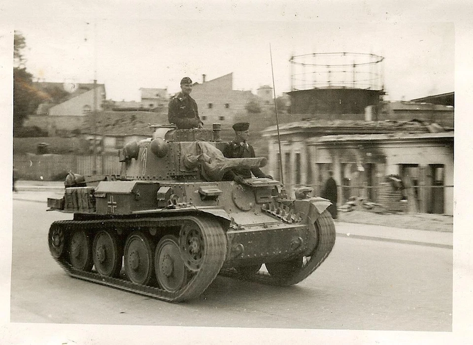 BEST German Panzermen Topside on Pzkw 38(t) Panzer Tank 1 on Street (1)