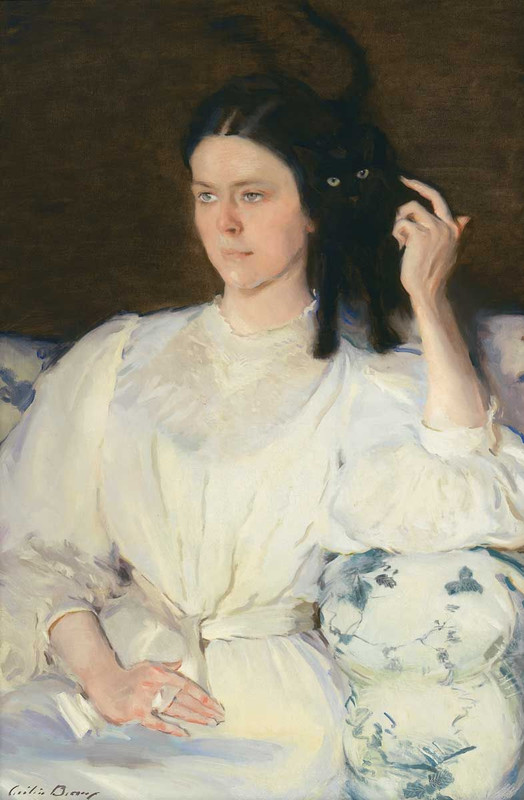Cecilia Beaux (American Painter, 1855-1942) A Girl with a Cat