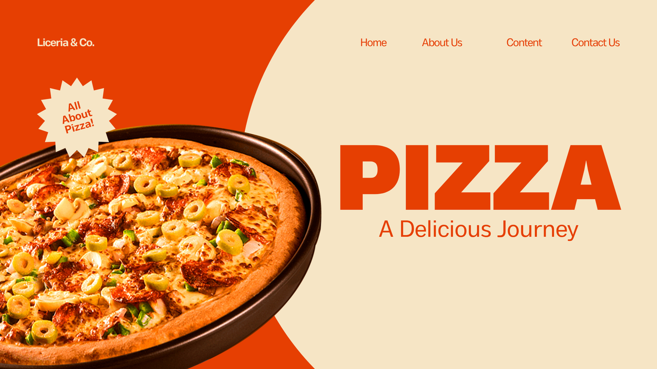 Orange and Cream Playful Pizza Presentation