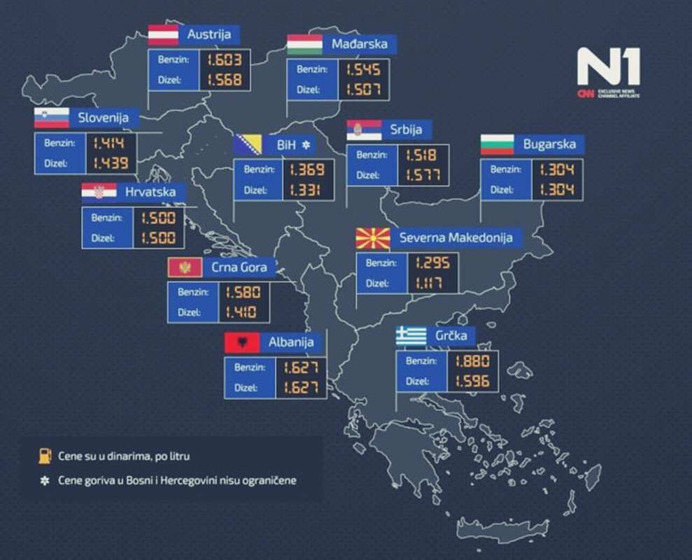 Doma i u komšiluku: CIJENE BENZINA A3