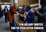Hillary pizza church
