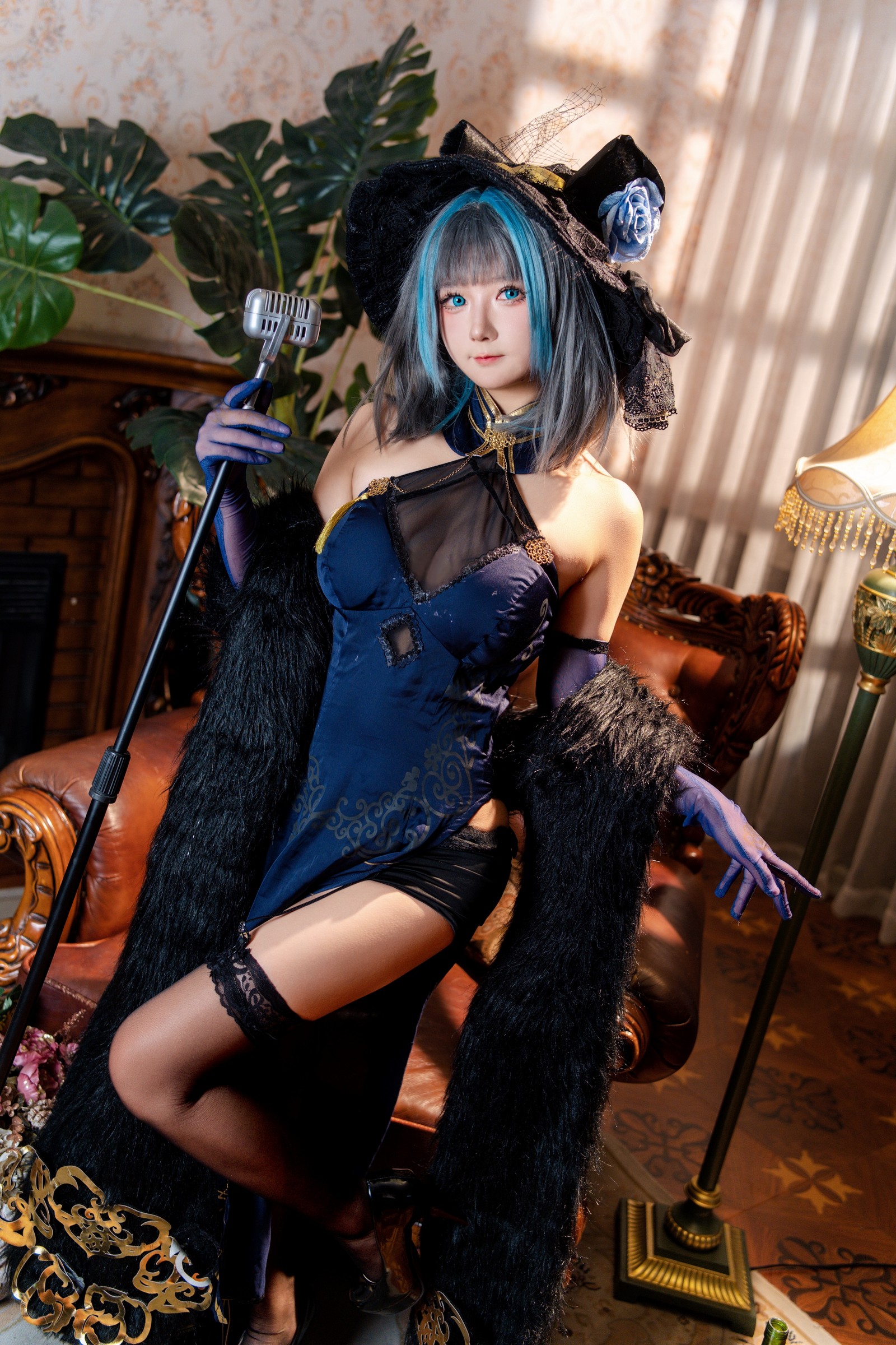 喜欢爱理吗COS二次元写真：柴郡旗袍高清图集（36P-453.8M）插图2