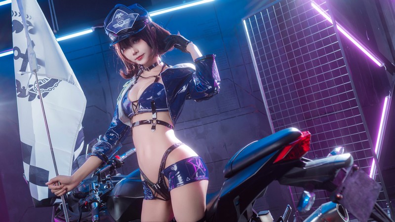 艾西Aiwest 碧蓝航线巴尔的摩&信浓赛车女郎Cosplay写真图集 双人高清图集 47P (200.7M)插图9