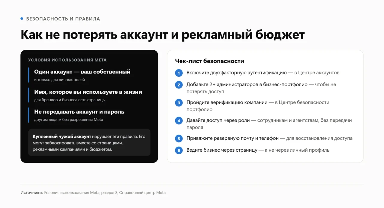 Правила Meta для аккаунтов Facebook и чек-лист безопасности