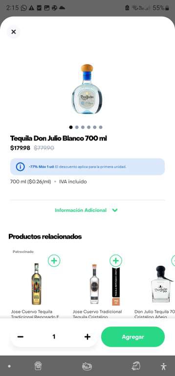 Rappi Turbo: Tequila Don Julio Blanco 700 mL 
