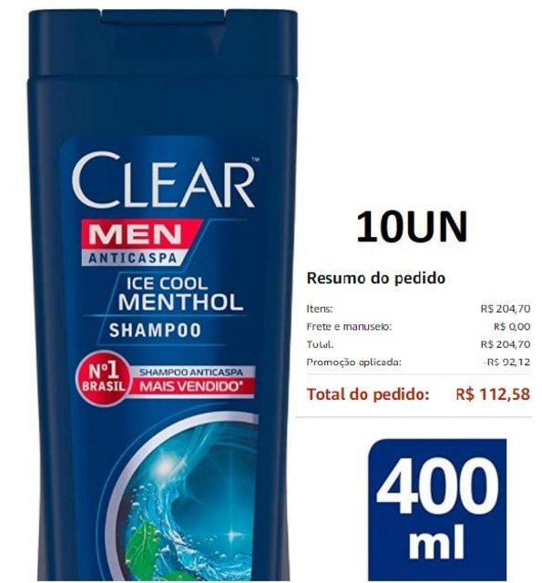 Shampoo Anticaspa Clear Men Limpeza Diária 2 em 1 400 Ml