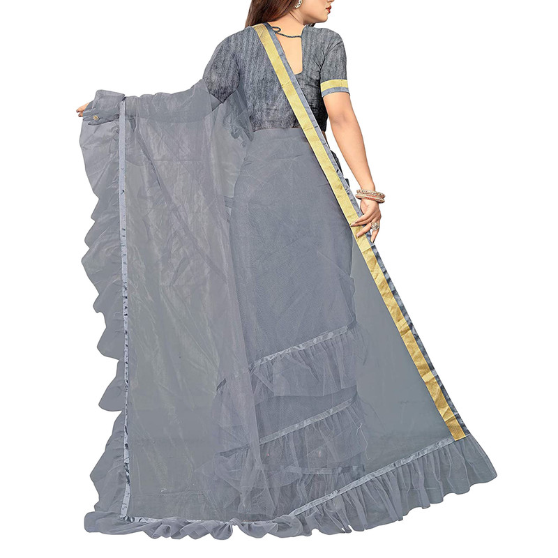 Saree de red con volantes con blusa pieza con volantes ropa de fiesta étnico sari para mujer - Imagen 15 de 21