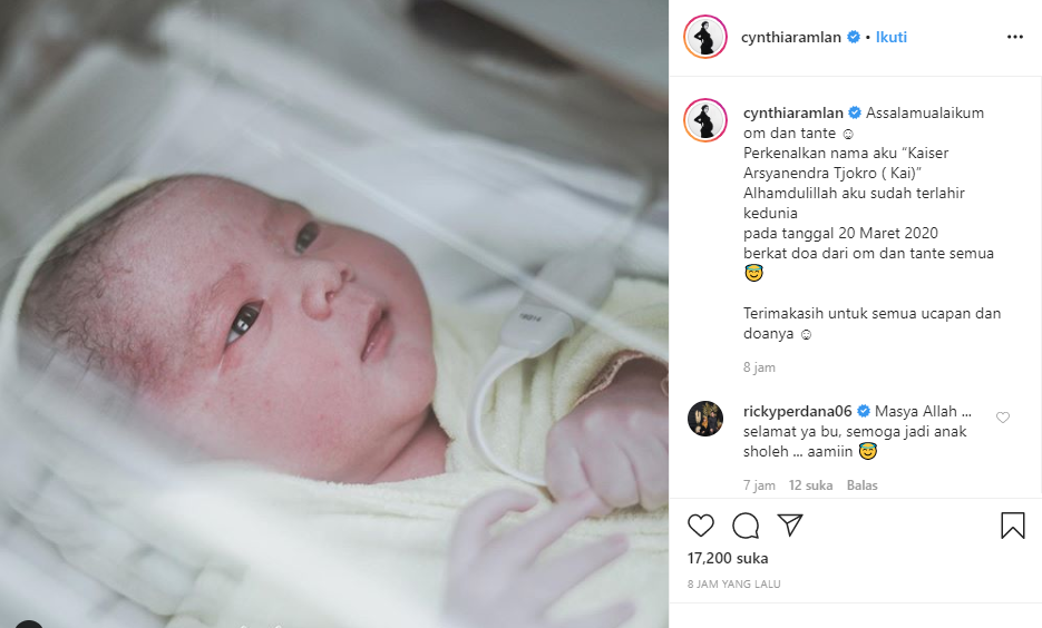 Anak kedua Cynthia Ramlan