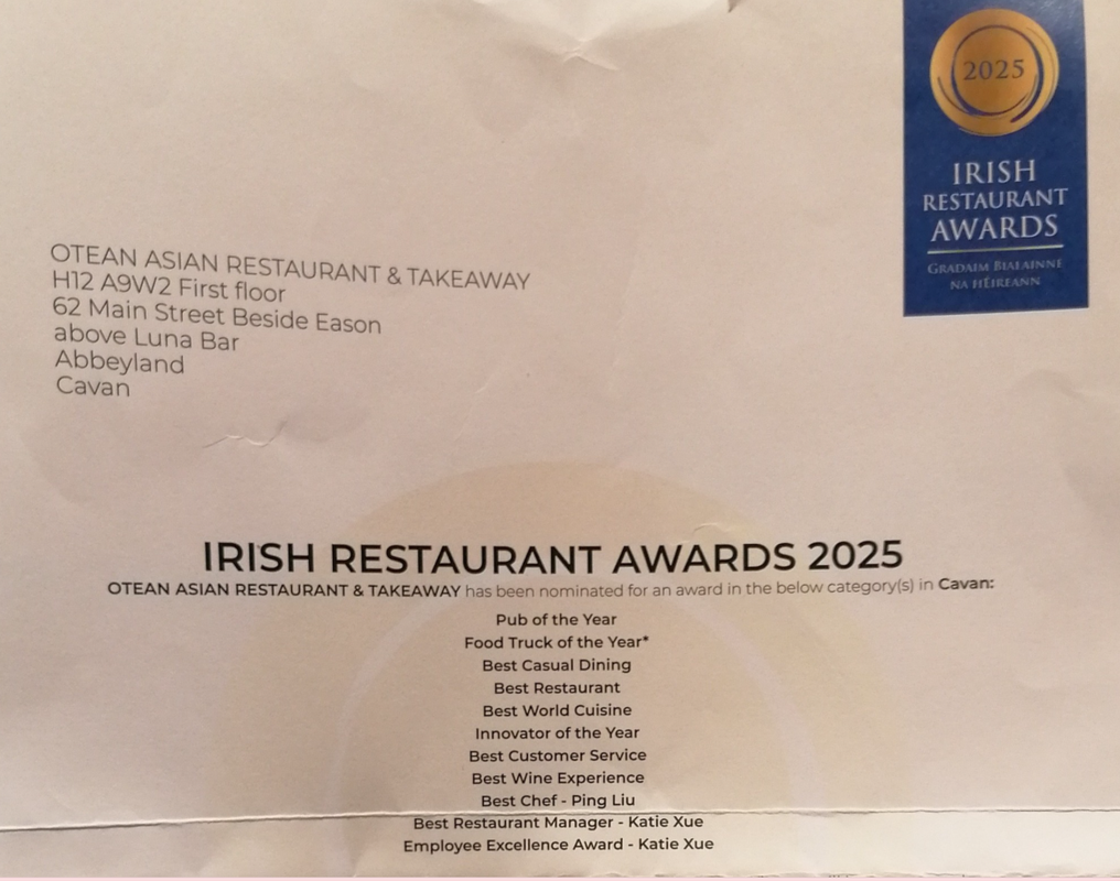 Irish Restaurant Awards 2025 Nomination