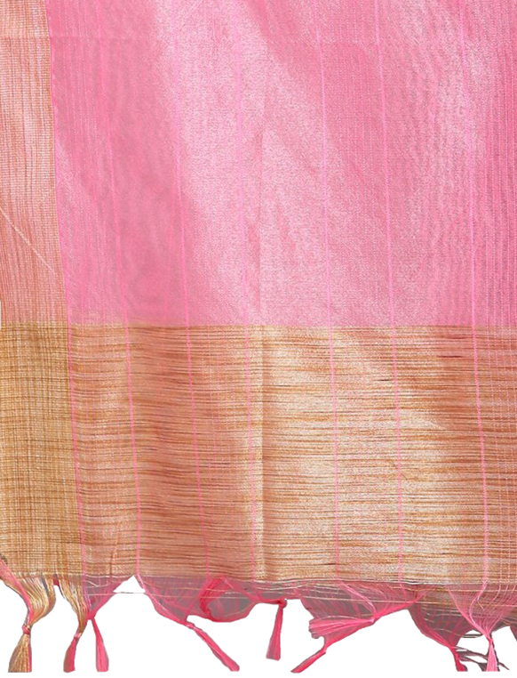 Chanderi Dupatta Gold Toned Striped with Zari Veil Stole Neck Scarf For Women's - Picture 29 of 46