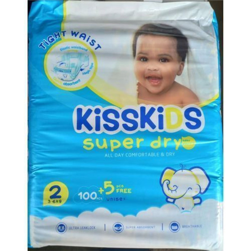 42 Kisskids Baby Diaper Size 2 (3 6)kg 100 5 Pcs