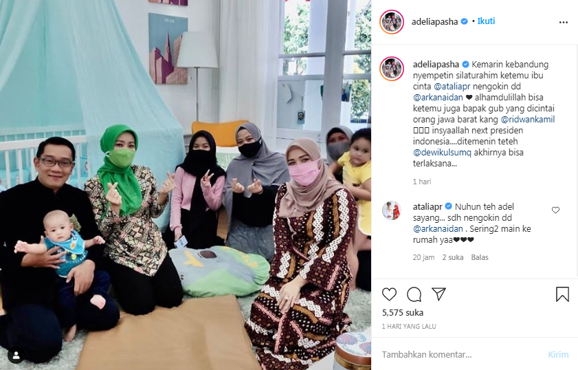 Adelia Pasha bersama Atalia Praratya dan Ridwan Kamil