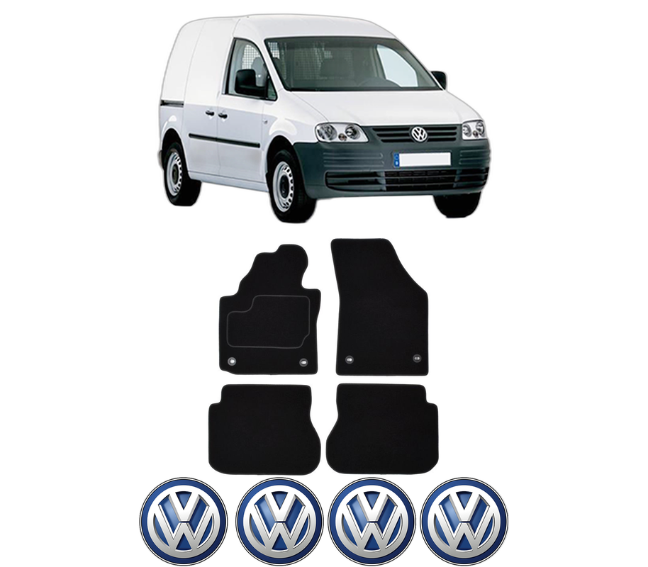 Set Covorase Presuri Volkswagen CADDY III MPV (2KB, 2KJ, 2CB, 2CJ) din 2004-2015, Auto, Material Textil Mocheta, 4 Stickere auto cu Volkswagen