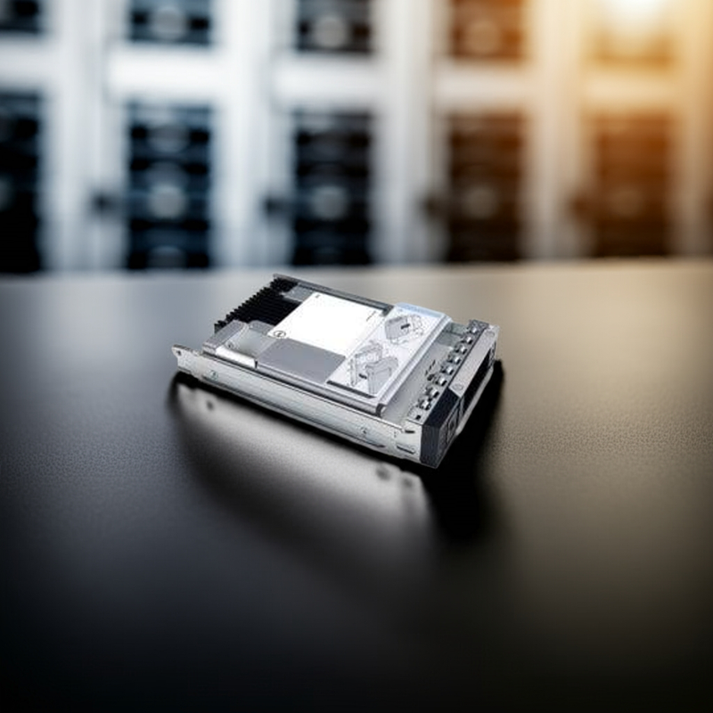 SSD sendo inserido em uma baia de servidor Dell PowerEdge
