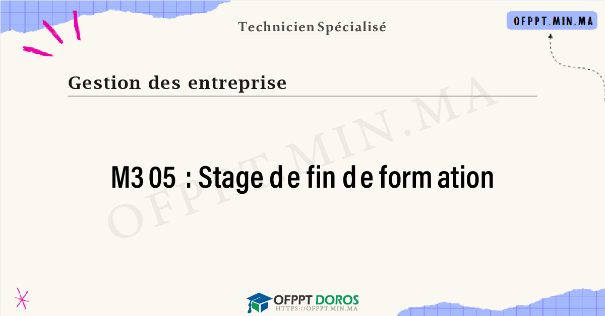 Sommaire détaillé du cours Stage de fin de formation M305 OFPPT - Structure du module