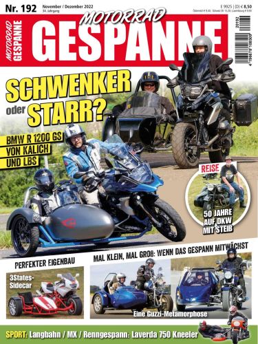 Cover: Motorrad Gespanne Magazin November-Dezember No 192 2022