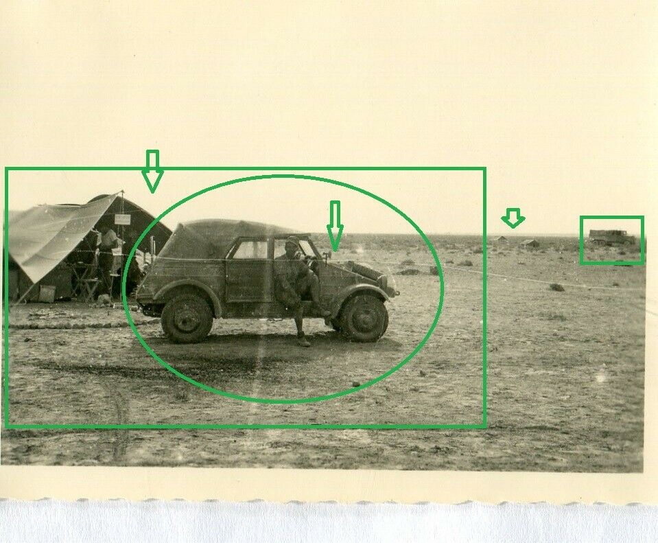 Foto Wehrmachts Kübelwagen in Afrika Feldlager