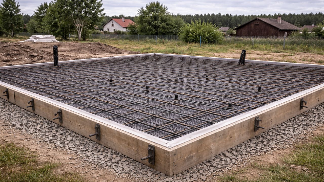 Строительство плитного фундамента