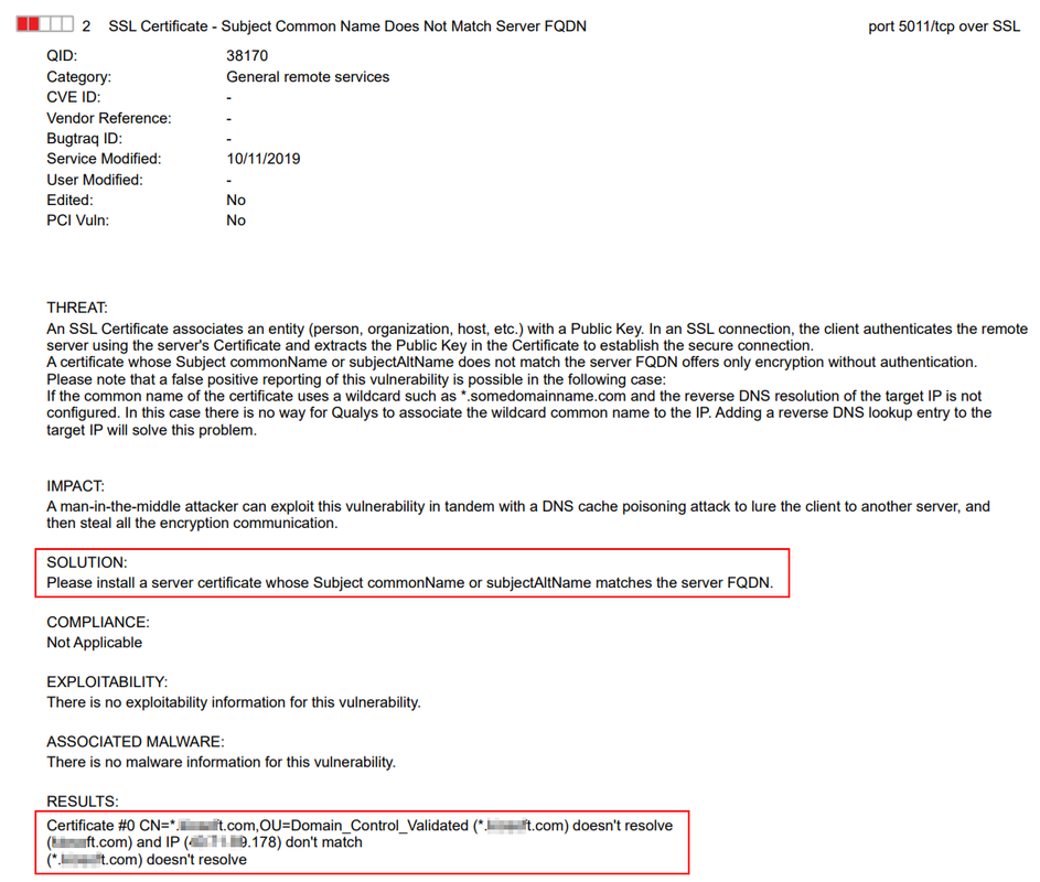 QualysGuard Scan Finding- "Subject Common Name Does Not Match Server FQDN"