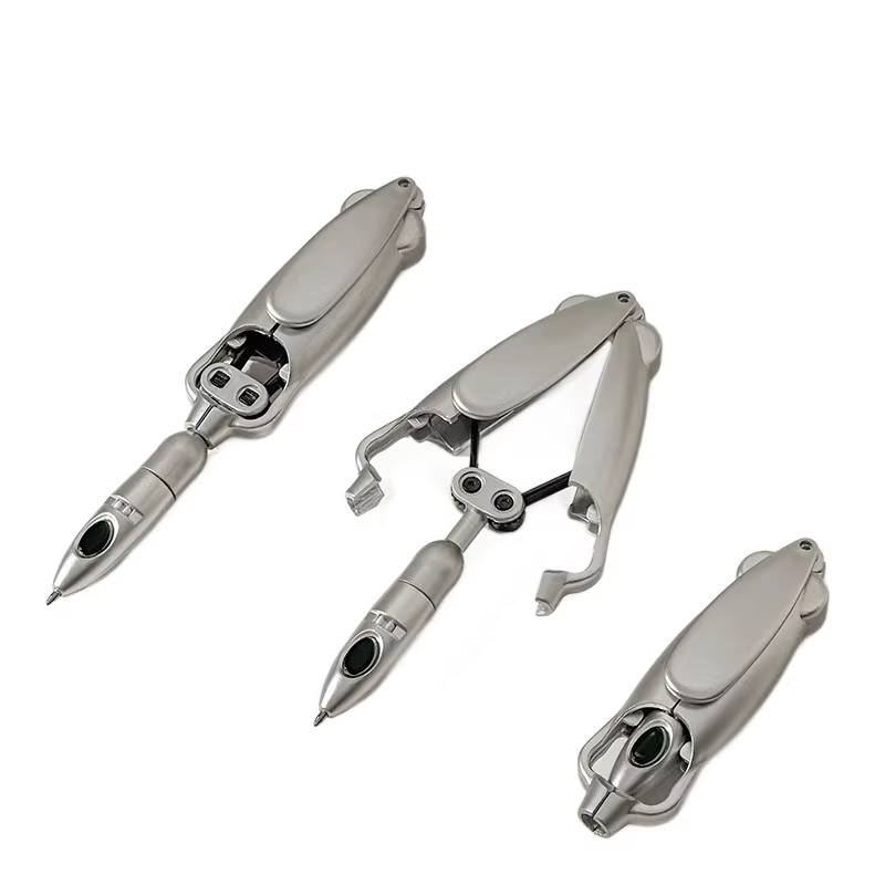5-Pcs Transformable Squid-Style Pen – Compact Mechanical Writing Tool with Hinged Design and 0.5mm Ballpoint Tip