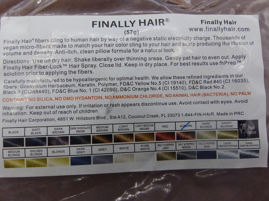 FINALLY HAIR WOMENS HAIR FIBER THICKENER 57G REFILL BAG COLOR AUBURN