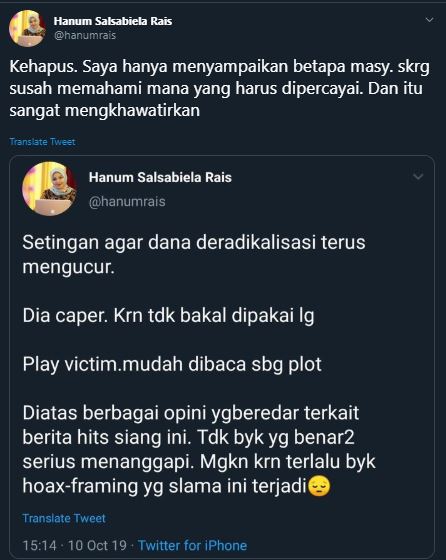 Cuitan Hanum Rais soal penusukan Wiranto