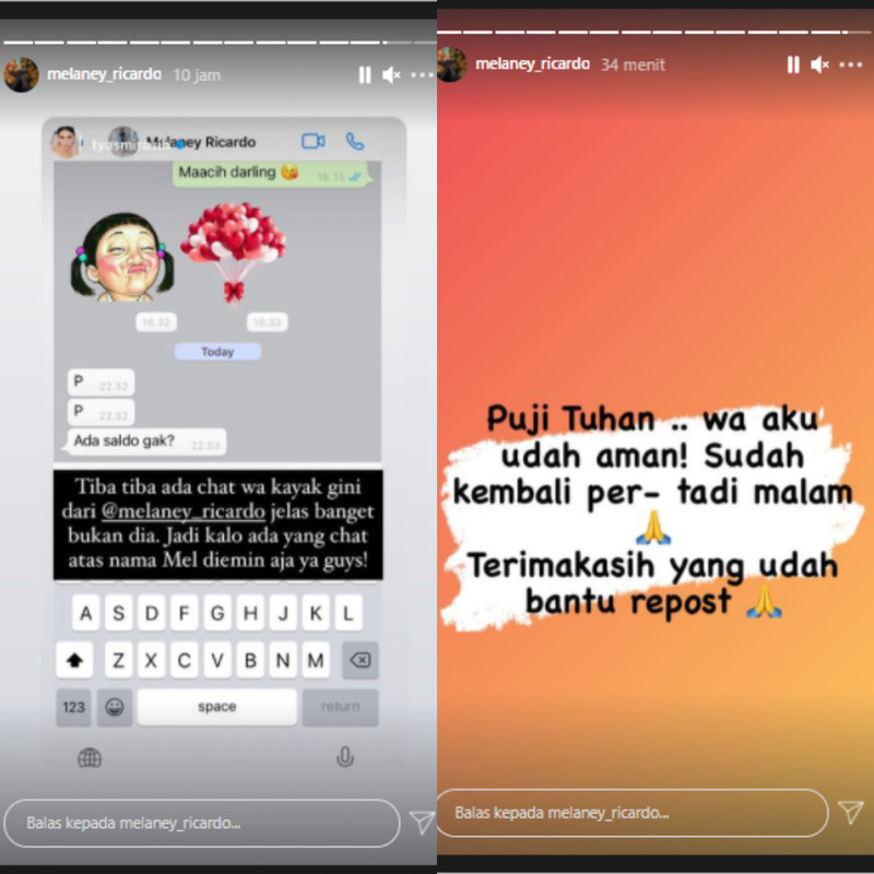Tyas Mirasih hampir ditipu peretas nomor Melaney Ricardo