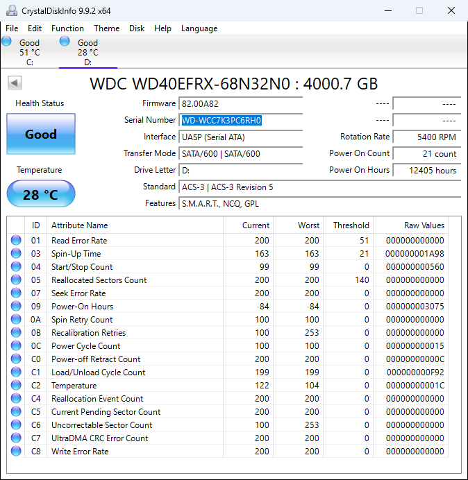 Crystal Disk Info WD WCC7K3PC6RH0