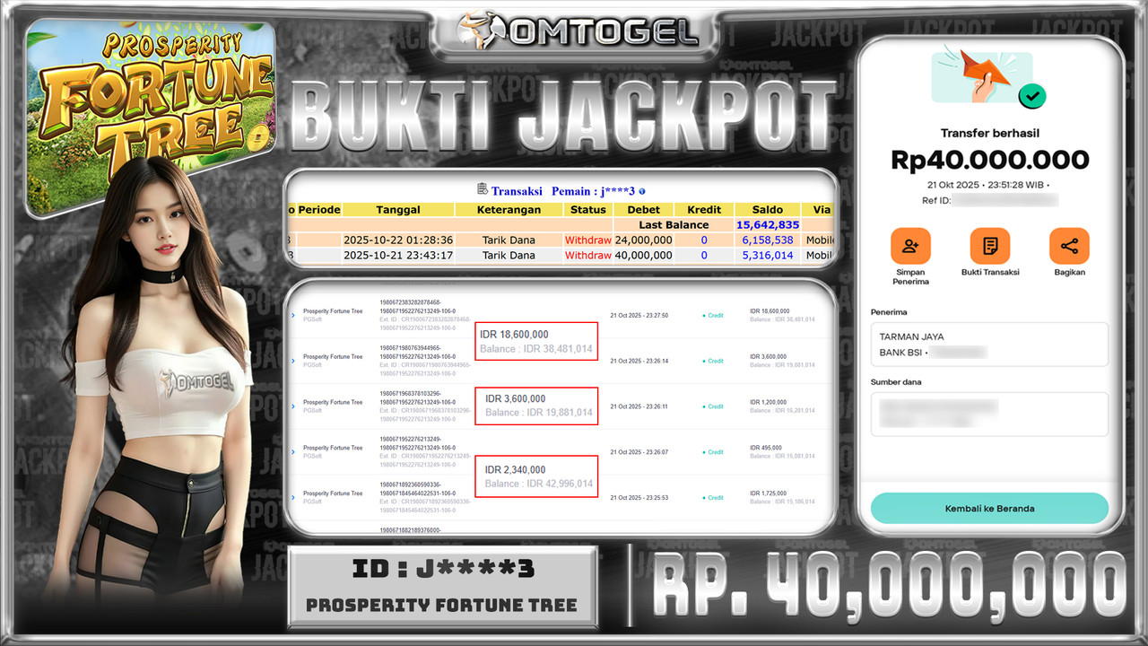OMTOGEL JACKPOT PGSOFT PROSPERITY FORTUNE TREE 40 JUTA DI BAYAR LUNAS ,-